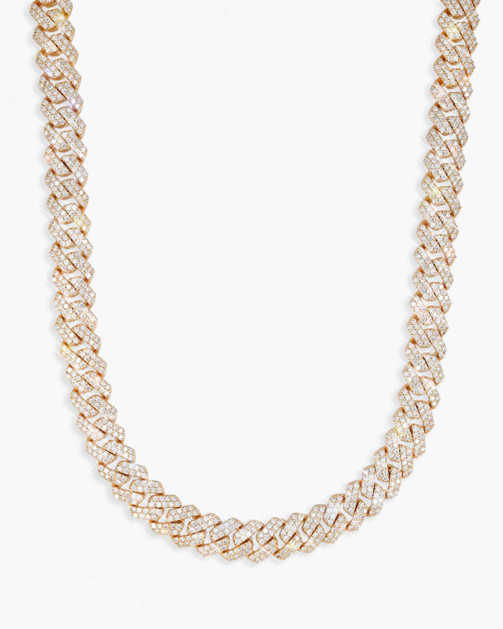 CUSTOM CLASP 2-Row 10MM Moissanite Cuban Link Chain 14K Gold - Rose Gold
