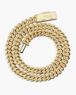CUSTOM CLASP 2-Row 10MM Moissanite Cuban Link Chain 14K Gold - Yellow Gold