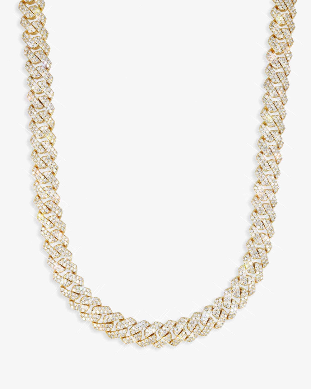 CUSTOM CLASP 2-Row 10MM Moissanite Cuban Link Chain 14K Gold - Yellow Gold