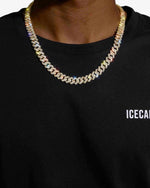 CUSTOM CLASP 2-Row 10MM Moissanite Cuban Link Chain 14K Gold - Yellow Gold