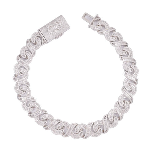 CUSTOM CLASP 20MM Moissanite Baguette Infinity Link Bracelet 14K Gold white first