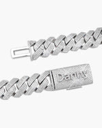 Custom Clasp 4 Row 20MM Moissanite Cuban Link Chain 14K Gold - White Gold