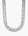 Custom Clasp 4 Row 20MM Moissanite Cuban Link Chain 14K Gold - White Gold