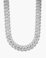 Custom Clasp 4 Row 20MM Moissanite Cuban Link Chain 14K Gold - White Gold