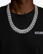 Custom Clasp 4 Row 20MM Moissanite Cuban Link Chain 14K Gold - White Gold