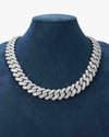 Custom Clasp 4 Row 20MM Moissanite Cuban Link Chain 14K Gold - White Gold