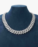Custom Clasp 4 Row 20MM Moissanite Cuban Link Chain 14K Gold - White Gold