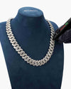 Custom Clasp 4 Row 20MM Moissanite Cuban Link Chain 14K Gold - White Gold