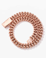 Custom Clasp 4 Row 20MM Moissanite Cuban Link Chain 14K Gold - Rose Gold
