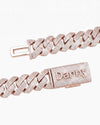 Custom Clasp 4 Row 20MM Moissanite Cuban Link Chain 14K Gold - Rose Gold