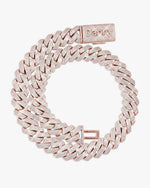 Custom Clasp 4 Row 20MM Moissanite Cuban Link Chain 14K Gold - Rose Gold