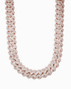 Custom Clasp 4 Row 20MM Moissanite Cuban Link Chain 14K Gold - Rose Gold