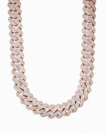 Custom Clasp 4 Row 20MM Moissanite Cuban Link Chain 14K Gold - Rose Gold
