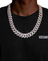 Custom Clasp 4 Row 20MM Moissanite Cuban Link Chain 14K Gold - Rose Gold