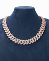 Custom Clasp 4 Row 20MM Moissanite Cuban Link Chain 14K Gold - Rose Gold