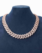Custom Clasp 4 Row 20MM Moissanite Cuban Link Chain 14K Gold - Rose Gold