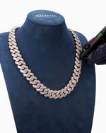 Custom Clasp 4 Row 20MM Moissanite Cuban Link Chain 14K Gold - Rose Gold