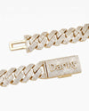 Custom Clasp 4 Row 20MM Moissanite Cuban Link Chain 14K Gold - Yellow Gold