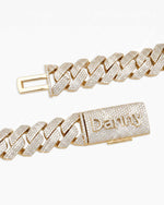 Custom Clasp 4 Row 20MM Moissanite Cuban Link Chain 14K Gold - Yellow Gold