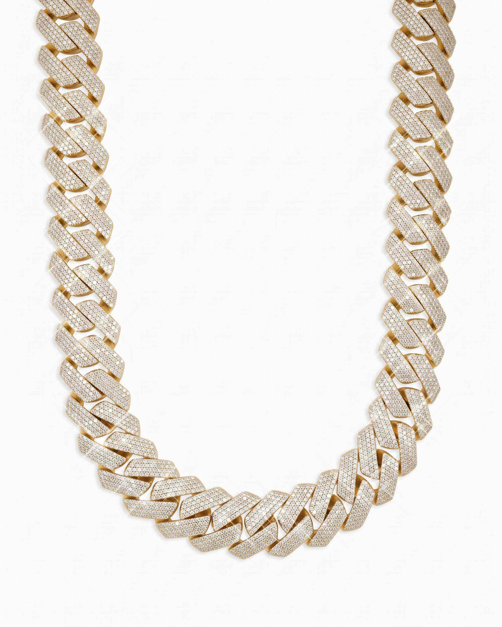 Custom Clasp 4 Row 20MM Moissanite Cuban Link Chain 14K Gold - Yellow Gold