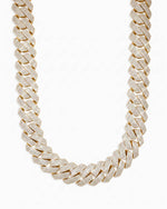 Custom Clasp 4 Row 20MM Moissanite Cuban Link Chain 14K Gold - Yellow Gold