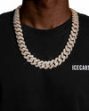 Custom Clasp 4 Row 20MM Moissanite Cuban Link Chain 14K Gold - Yellow Gold