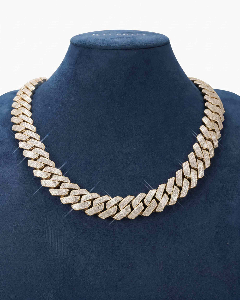 Custom Clasp 4 Row 20MM Moissanite Cuban Link Chain 14K Gold - Yellow Gold