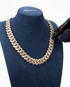 Custom Clasp 4 Row 20MM Moissanite Cuban Link Chain 14K Gold - Yellow Gold