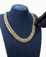Custom Clasp 4 Row 20MM Moissanite Cuban Link Chain 14K Gold - Yellow Gold