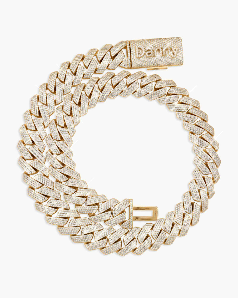 Custom Clasp 4 Row 20MM Moissanite Cuban Link Chain 14K Gold - Yellow Gold