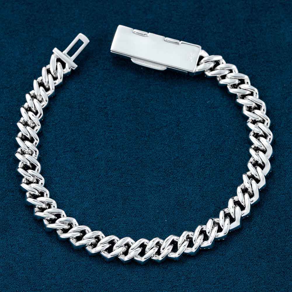 custom clasp 8mm moissanite cuban link bracelet solid
