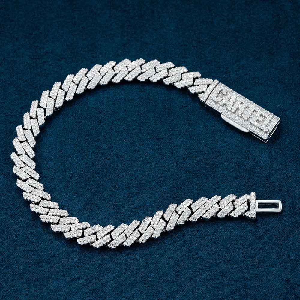 custom clasp 8mm moissanite cuban link bracelet