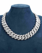 CUSTOM CLASP 22MM Moissanite 5 Row Miami Cuban Link Chain 14K Gold - White Gold