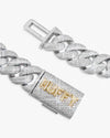 CUSTOM CLASP 22MM Moissanite 5 Row Miami Cuban Link Chain 14K Gold - White Gold