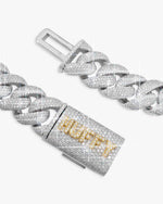 CUSTOM CLASP 22MM Moissanite 5 Row Miami Cuban Link Chain 14K Gold - White Gold