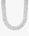 CUSTOM CLASP 22MM Moissanite 5 Row Miami Cuban Link Chain 14K Gold - White Gold