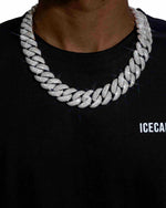 CUSTOM CLASP 22MM Moissanite 5 Row Miami Cuban Link Chain 14K Gold - White Gold
