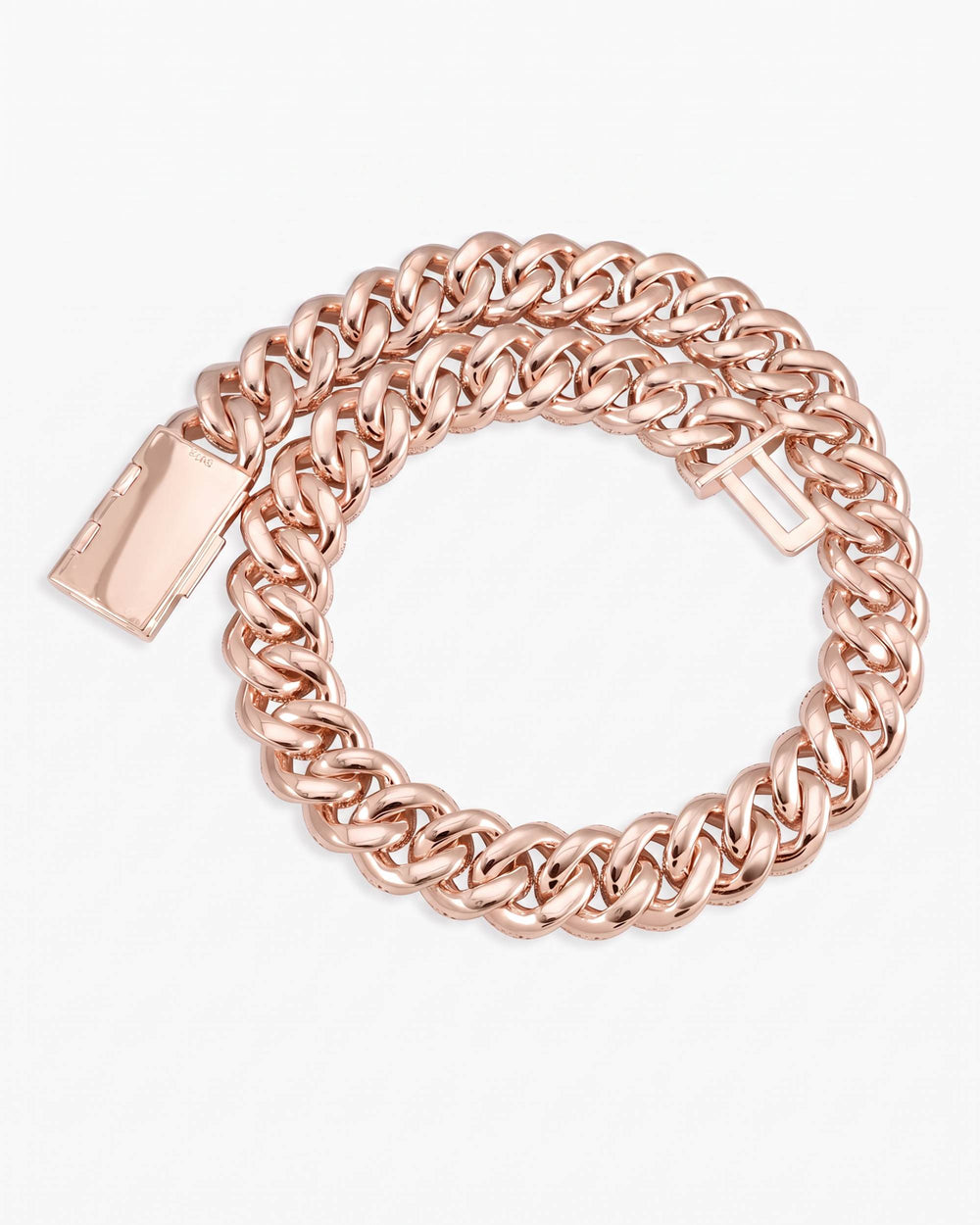 CUSTOM CLASP 22MM Moissanite 5 Row Miami Cuban Link Chain 14K Gold - Rose Gold
