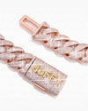 CUSTOM CLASP 22MM Moissanite 5 Row Miami Cuban Link Chain 14K Gold - Rose Gold