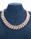 CUSTOM CLASP 22MM Moissanite 5 Row Miami Cuban Link Chain 14K Gold - Rose Gold