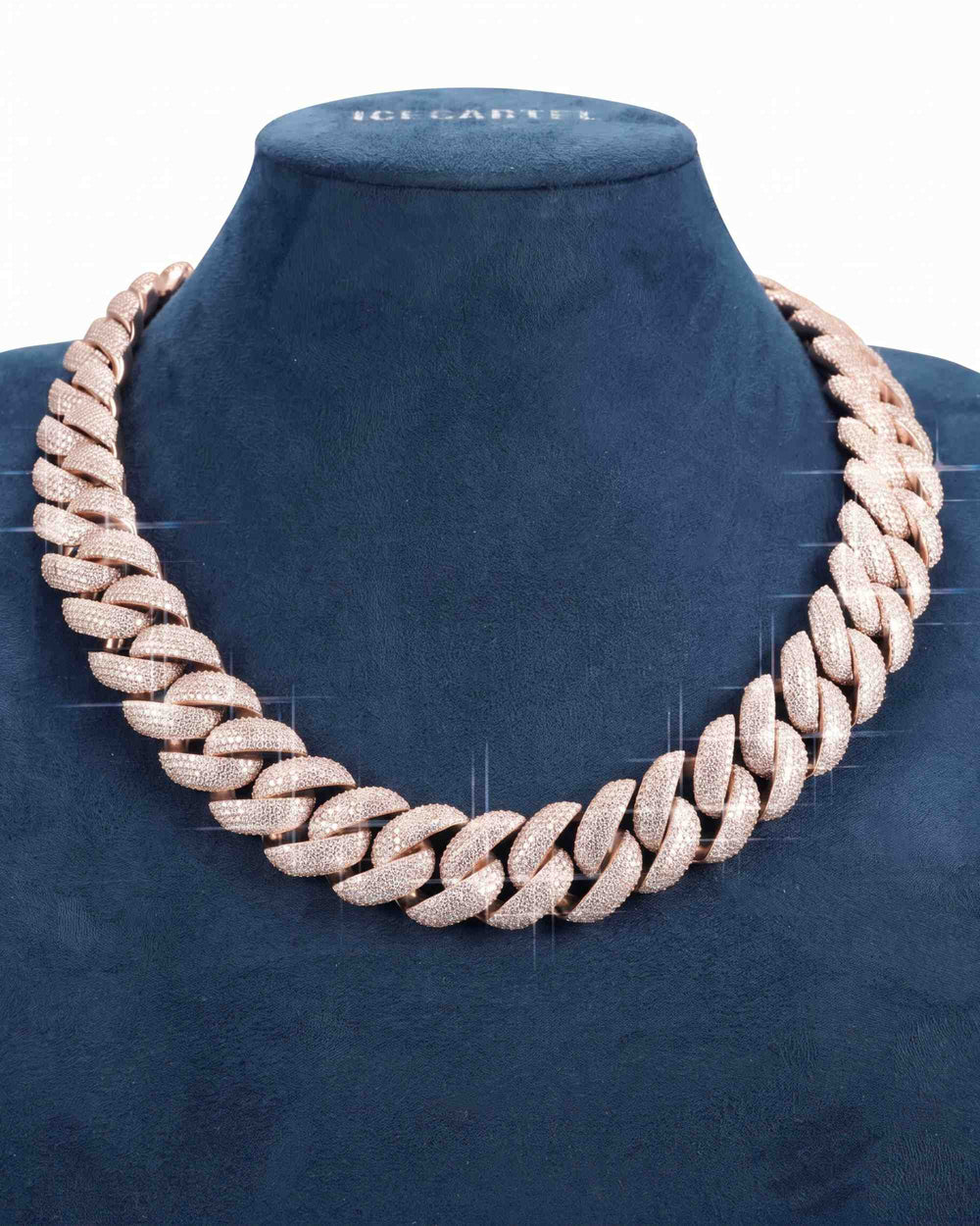 CUSTOM CLASP 22MM Moissanite 5 Row Miami Cuban Link Chain 14K Gold - Rose Gold