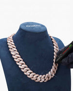 CUSTOM CLASP 22MM Moissanite 5 Row Miami Cuban Link Chain 14K Gold - Rose Gold