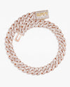 CUSTOM CLASP 22MM Moissanite 5 Row Miami Cuban Link Chain 14K Gold - Rose Gold