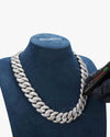 CUSTOM CLASP 22MM Moissanite 5 Row Miami Cuban Link Chain 14K Gold - White Gold