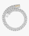 CUSTOM CLASP 22MM Moissanite 5 Row Miami Cuban Link Chain 14K Gold - White Gold