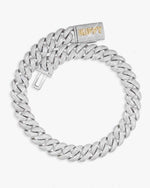 CUSTOM CLASP 22MM Moissanite 5 Row Miami Cuban Link Chain 14K Gold - White Gold