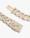 CUSTOM CLASP 22MM Moissanite 5 Row Miami Cuban Link Chain 14K Gold - Yellow Gold