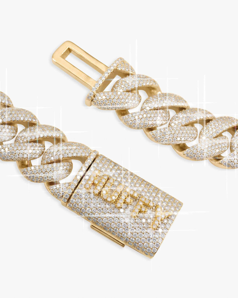 CUSTOM CLASP 22MM Moissanite 5 Row Miami Cuban Link Chain 14K Gold - Yellow Gold