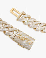 CUSTOM CLASP 22MM Moissanite 5 Row Miami Cuban Link Chain 14K Gold - Yellow Gold