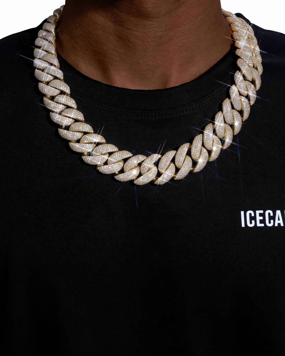 CUSTOM CLASP 22MM Moissanite 5 Row Miami Cuban Link Chain 14K Gold - Yellow Gold